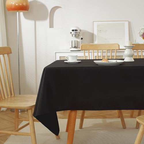 meioro Bordsduk, torka ren, bordsduk, rektangel, vattentåliga bordsdukar, vattentät, dekorativ polyester, bordsskydd för hem, kök, fest, inomhusdekorationer (svart, 140 × 220 cm)