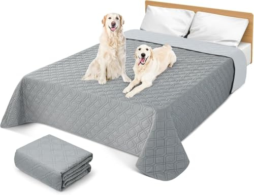 GYURO 100% wasserdichte Hundedecke-Beidseitig verfügbar und weich Hundematte für großeund kleine Hunde,Schutz für Sofa & Bett& Auto - in der Waschmaschine waschbar (Grau, 130 * 150CM)