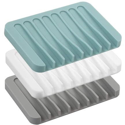 3 Stücke Seifenhalter Selbstentleerend, Silikon Seifenablage für Bad, Seifenschale, Seifendose, Rutschfreies wasserdichte Seifenkorb für Bad,Küche Seife Schwämme