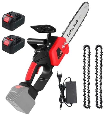 Motosierra eléctrica inalámbrica de 12 pulgadas, motosierra con batería, 15000 mAh, motosierra térmica con 2 baterías, lubricación automática, mini motosierra, 2 cadenas