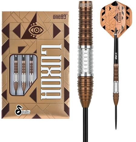 ONE80 Steeldarts Luxor VHD 90% Tungsten Steeltip Dart Steeldart Dartpfeile Set mit Schäften und Flights Hochwertige Tungsten Steeldarts