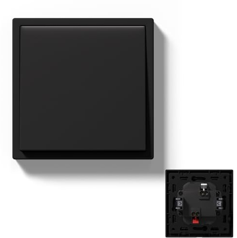 MVAVA Lichtschalter 1 Fach 1 Weg, Lichtschalter Unterputz mit Federanschlüsse, 80mm*80mm Seidig-Matte Wandschalter, Schwarz, M3-Serie