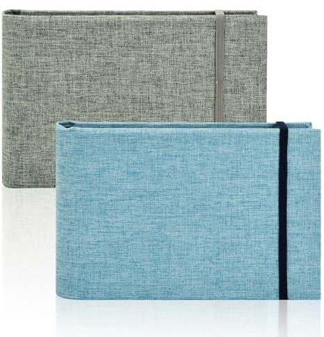 Piccole Album Foto 10x15 cm, Mini Portatile Libri Fotografici, 2 Confezione Copertina di Lino Mini Album Fotografico, Album Della raccolta di Cartoline, Fotografic per Matrimonio Bambini Vacanze