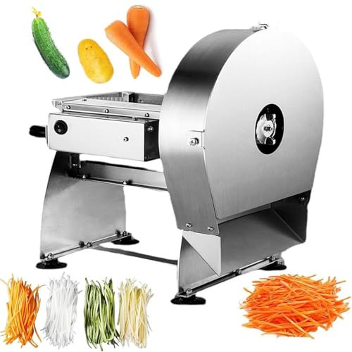 LQQYJSM Electric Commercial Vegetable Shredder Machine, Manual Onion Cabbage Slicing Machine 0-10mm Thickness Adjustable, Fruit Shredder Stainless Steel for Potatoes Carrot Cabbage,3.5X3.5mm