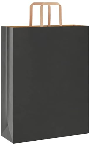 vidaXL Papiertragetaschen 250 STK., Papiertüten mit Henkeln, Papiertüten, Geschenktüten für Einkaufen Hochzeiten Verpackungen Partys Geburtstag Weihnachten, Schwarz 32x12x42cm