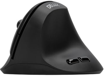 DELUX Ratón ergonómico ligero inalámbrico, ratón vertical para manos pequeñas, 75 g, 6 botones, 2400 DPI, mouse con batería AA para túnel carpiano, compatible con Windows 7/8/10/Mac OS