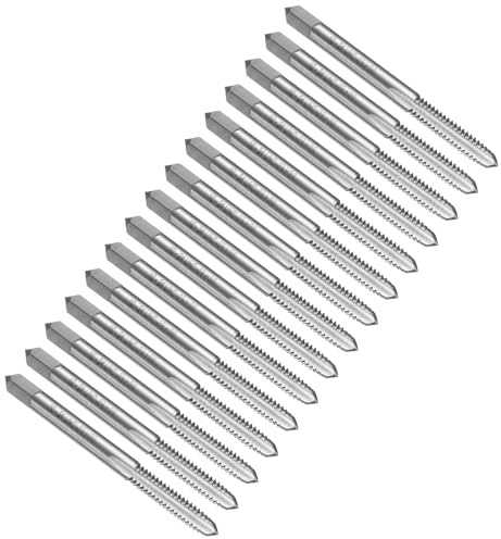 QUARKZMAN 15pcs Macho de Roscar de Flauta Recta, 10-24 UNC Herramienta de Roscado Y Roscado, Machos de Fresado de Roscado, Acero Rápido 6542 (HSS 6542)