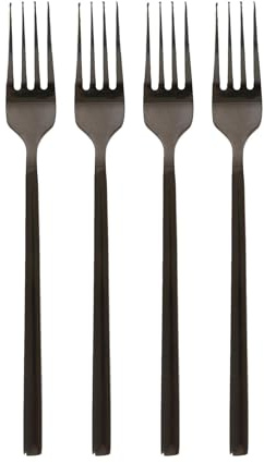 Argon Tableware 4 Stainless Steel Dinner Forks – 19.5cm Matte Black Finish Modern Cutlery Set for Dining & Entertaining – Stylish Dishwasher Safe Tableware