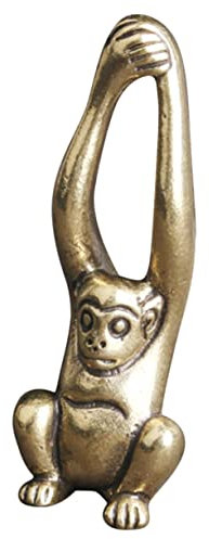 Alipis Messing Gibbon Figurine Retro Dekor Langarmig Glatt Langlebig Skulptur Desktop Dekoration Wohnzimmer Geschenk Flur Fensterbank Geeignet