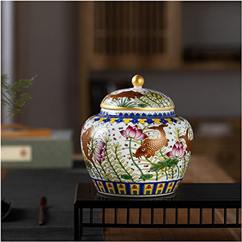 Vases en céramique de Style Chinois Vase décoratif en Pot de Gingembre Vase en céramique Vase en Pot de Gingembre Floral Ancien Vase en Pot de Gingembre en Porcelaine,B-H15cm*w17cm