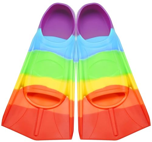 Simfenor för barn, korta fenor för barn, 100 % silikon snorkelfenor, korta simfenor för simträning, utomhusvattenträning, snorkling, dykning för pojkar och flickor nybörjare, M (36–38)