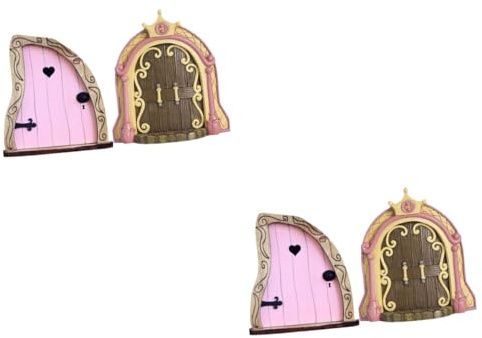 TOYANDONA 2 Series Puerta Madera Jardín Decoración Miniatura De Accesorio Durable Y Resistente Y Habitaciones 2 Piezas*2