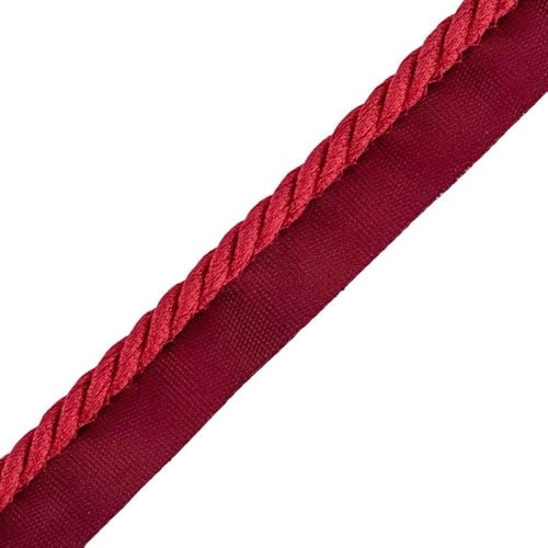 Flange Cord - 19mm Cotton Piping for Sewing, Cushions, Upholstery Ribbon Flanged Trim Cushion Sewing Thread Plait Furnishing Cushions (Red, 5)