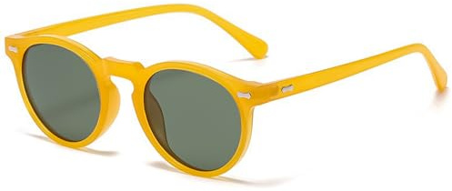 LOJUDI Kids Sunglasses Boys Girls - Polarised Round Childrens Sunglasses Mirrored Cool Style Retro Sun Glasses for UV400 Protection-Yellow/Green