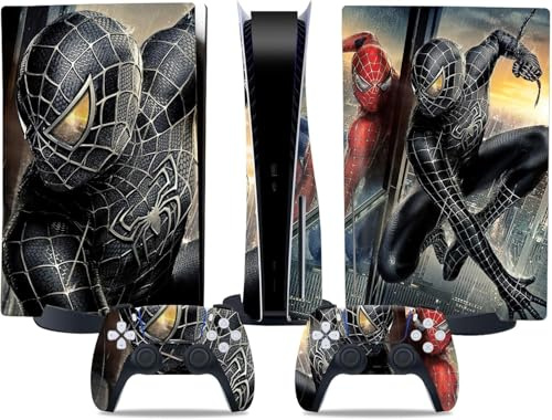 MaD Vision® Kit de Skins Extra-résistants pour PlayStation 5 (PS5) Disc | Ensemble de Stickers vinyles Mats pour Console et 2 manettes – pour Spiderman Design