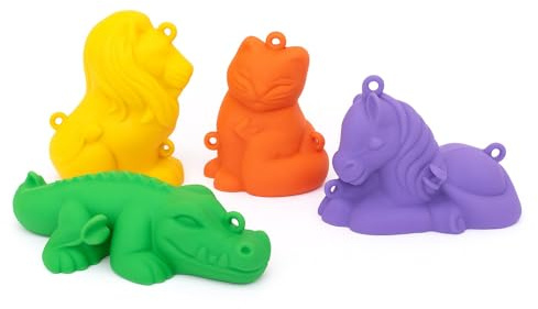 BAGANO Set 3D Sandformen Katze, Pony, Löwe & Krokodil – Sandfiguren Formen für Kinder | Sandspielzeug für Strand & Sandkasten, Modellieren & Spielen