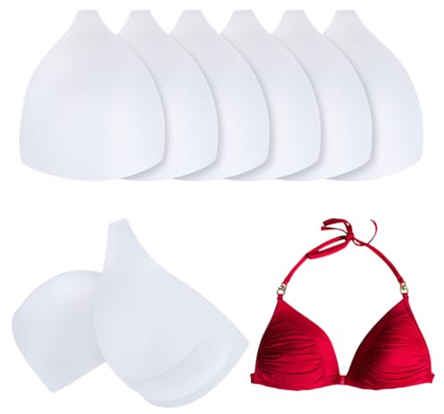 BENECREAT 4 Paio di Coppe di Reggiseno Triangolari Bianche, Imbottiture per Costumi da Bagno, Inserti per Reggiseno Sportivo Triangolare per Bikini, Yoga, Costumi da Bagno, Abiti da Sposa