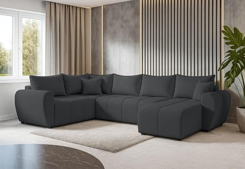 AXLIVING Malatya U XL Wohnlandschaft U Form XXL Ecksofa Dunkelgrau L