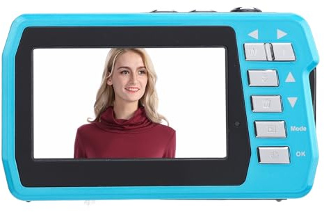 Alomejor Fotocamera Digitale HD Impermeabile da 56 MP, Zoom 16X, Doppio Schermo per il nuoto: Principianti, Studenti, Bambini