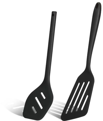 Jeu de Spatules AiQInu en Silicone, Ustensiles de Cuisine avec Âme en Acier Inoxydable et Revêtement Antiadhésif, Accessoires de Cuisine en Silicone pour la Pâtisserie et la Cuisson, 2 Pièces