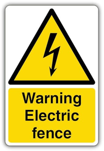 V Safety Panneau d'avertissement photoluminescent Clôture électrique haute tension 300 x 450 mm Plastique rigide 1,2 mm Double lueur