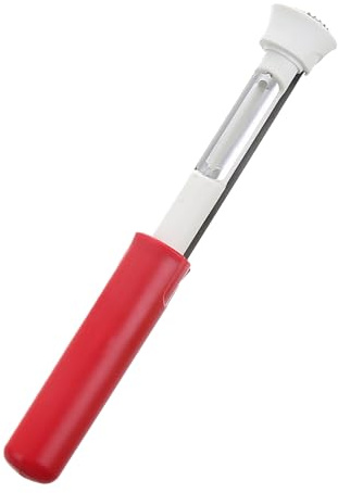 Yctze Seminatrice Pelafrutta Multifunzione 2 in 1 - Utensile da Portatile in Acciaio Inossidabile per Sbucciare e Denocciolare, Frutta e Verdura, Sicuro e Design per Casa e Viaggio (Bianco e Rosso)