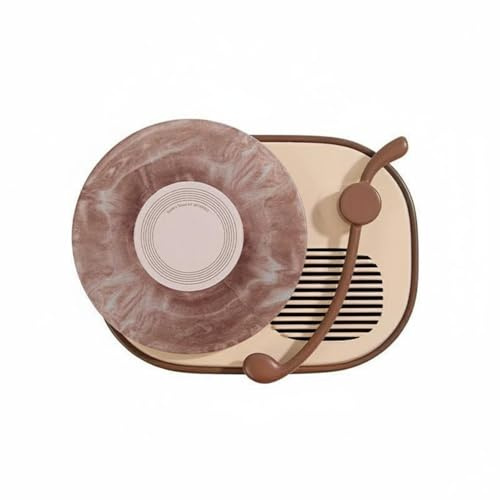 Gralara Cassa Bluetooth Giradischi Vintage Design Retrò Mini Altoparlante con Luce Portatile Luce Notturna con Speaker Bluetooth per Scrivania, Marrone