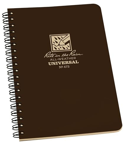 Rite in the Rain Universal Notebook, Side Spiral Bound, 4⅝ x 7 (32 Sheets) - Brown