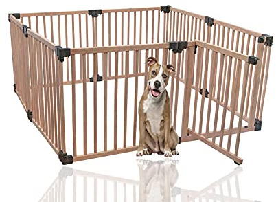 Bettacare Hundegitter aus Naturholz, 160cm x 160cm, Naturholz, 76cm Hoch, Hundegitter für Hundespielplatz, Innenhundegitter, Einfache Installation