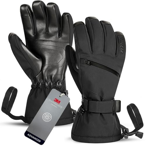 Unigear Skihandschuhe Herren Damen, 3M Thinsulate Winterhandschuhe Touchscreen, Thermohandschuhe wasserdicht warm rutschfest für Skifahren Snowboard Eislaufen Wandern Radfahren