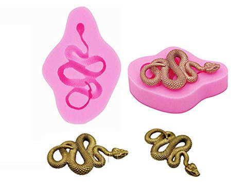 2pcs Creative 3d Snake Serpent Shaped Jelly Silicone Mold Reptile Animal Topper Decoration Non-stick Premium Cooker Accessories Baking Pan Ice Cream Tray for Homemade Chocolate Dessert Gummy Candy