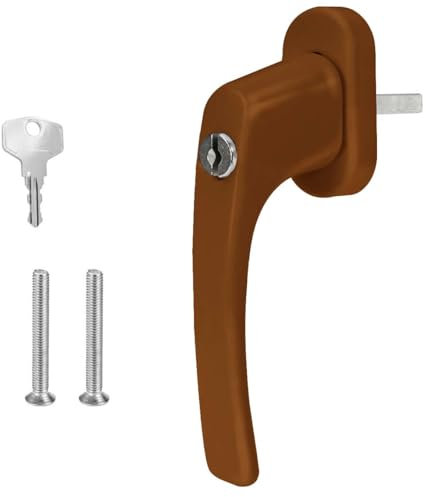 Premium Aluminium Fenstergriff Victory - abschließbar - 100 Nm, Farbe:Golden Oak RAL 8003, Stiftlänge:35mm