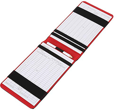 MAGT Golf Scorekartenhalter, PU Leder Golf Score Zähler Kartenhalter Tragbar Golf Scorekartenmappe Golf Punktezähler Karte mit Bleistift, Golf Zubehör