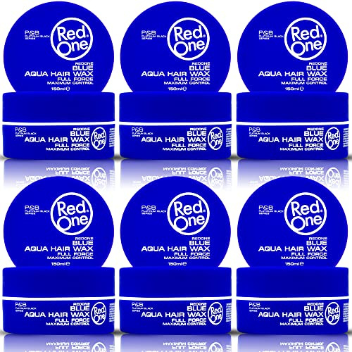 RedOne Hair Styling Aqua Wax Blue 6 x 150 ml | Starkt grepp l | Hårgelvax | Ultra Hold | Hårvax för män och kvinnor | Bubblegum doft | Maximal kontroll ..