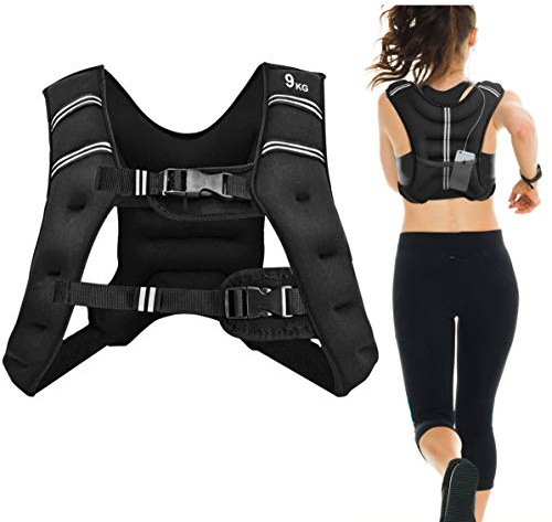 COSTWAY Gewichtsweste, Trainingsweste mit Reflexstreifen und Verstell-Riemen, Fitnessweste für Krafttraining, Laufen, Fitness, Muskelaufbau