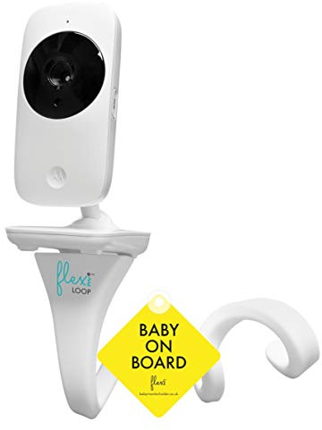 Flexi Flexibler Kameraständer für Motorola BT Arlo Hello Baby Angelcare Tommee Tippee mit Schraubgewinde und Baby On Board Autoschild (weiß & Baby on Board)