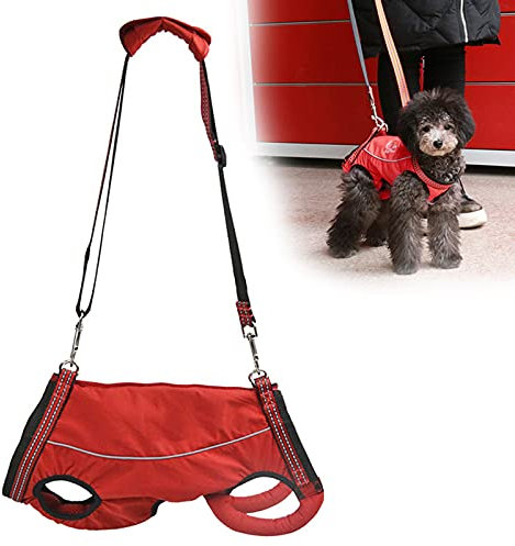 PJDDP Hundegeschirr Tragehilfe Verstellbarer Gehhilfe Hilfsgeschirr Hund Unterstützung Harness Hunde Rehahilfe Weste Brustgeschirr Tragehilfe Für Alte & Verletzte Hunde,Rot,L
