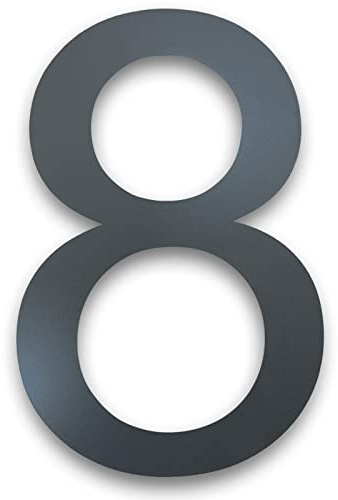 MOLVCE 8 inch Large House Number for Outside Floating, Anthracite Solid Stainless Steel RAL 7016 Anthracite Door Number Fine Structure Powder Coated, Sign Screw On, Font Arial - Number 8