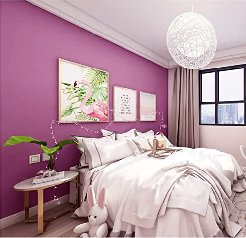 Rose-Mauve Papier peint intissé 3D Couleur Unie Papier peint Moderne Minimaliste Couleur Unie Papier peint pour la maison Chambre Salon Toile de fond TV Papier peint Décoration murale 0,53 m x 9.5 m