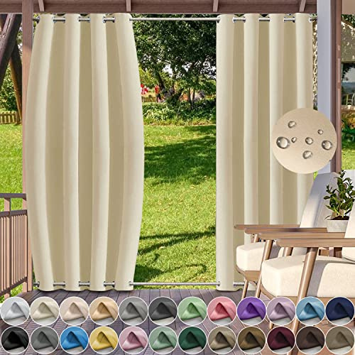 YangAera Outdoor Vorhang Winddicht Wasserdicht Blickdicht UV Schutz Sichtschutz Gardinen mit Ösen Oben und Unten, Outdoorvorhänge für Balkon Terrasse Veranda Pergola-2# B213xH213cm-1 Stück