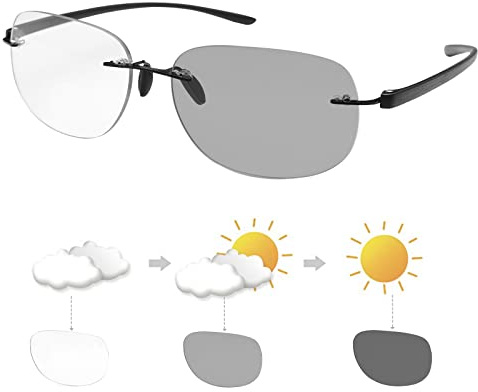 YIMI Randlos Photochrome Bifokale Sonnenbrille Uebergang Lesebrille Blau Licht Blockieren Computer Brillen UV400 Schutz Gläser