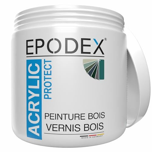 EPODEX ACRYLIC PROTECT Möbelfarbe, Holzlack, Möbellack, Türlack & für Küchenfronten, wasserbasiert, abriebfest & wetterfest, 1kg (8m² bei einmaligem Anstrich) - Moosgrün Pastell