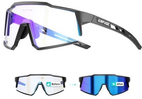 KAPVOE Gafas de Ciclismo Fotocromáticas con TR90 Gafas de Sol Deportivas Mujeres Hombres Running Transparente MTB Bicicleta Accesorios Azul Negro 02