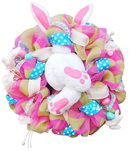 Lecerrot Osterkranz Mit Osterhasenkranz Osterkranz Mit Hasenpopo Osterkranz Deko Ostern Mit Hintern Anhänger Türkranz Deko,Haustür Willkommens Deko zum Aufhängen,Simulationsgirlande
