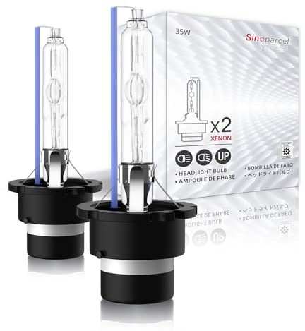 Sinoparcel D2S Xenón HID Bombillas de Faros - 8000K 35W Haz Baja y Alta Luces de Reemplazo 66240 85122UB 66040- Paquede de 2