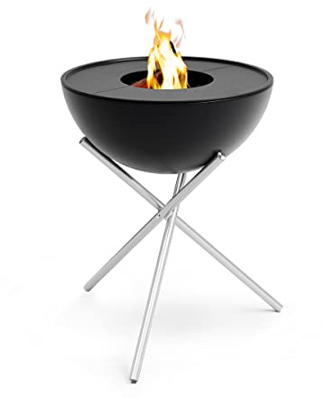 höfats - Set de plancha Bowl 57 alto - combustión sin humo - Brasero y parrilla - Cesta de fuego inclinable con 2 planchas de parrilla - Acero esmaltado - Negro, Ø 57 cm