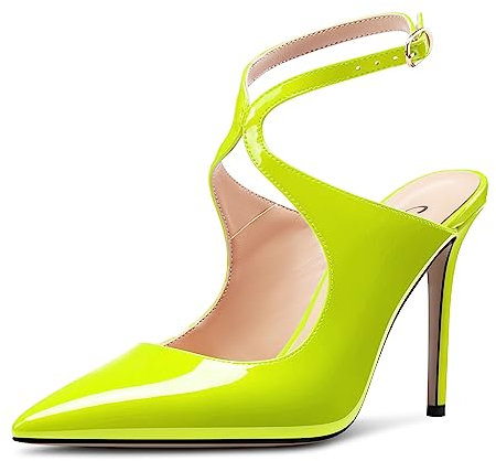 Castamere Donna Spillo Alto High Tacco Heel a Punta Cinturino Incrociato Pumps da Matrimonio Ballo Sexy 10 CM Heels Verde Lime 42 EU