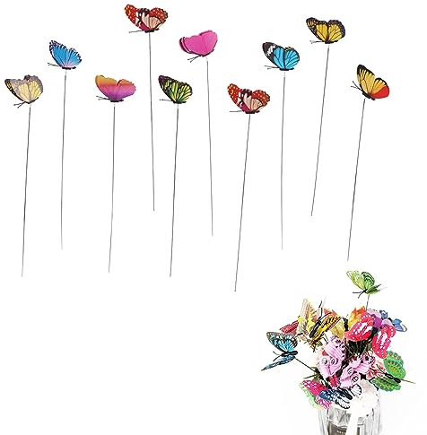 TUKNN Pali da Giardino con Farfalle da Giardino, Pali da Giardino con Farfalle, Farfalle da Giardino su Bastoni, Ornamento di Farfalle Colorate Include, Ornamenti da Giardino All'aperto, 10 Pezzi