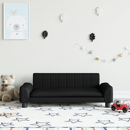 Homgoday Kindersofa Kinderzimmersofa Sofa Kindercouch Minisofa Kindersessel Sofa Sessel Kinder Sofa Sitzmöbel für Kinderzimmer Kindermöbel Schwarz 90x53x30 cm Kunstleder