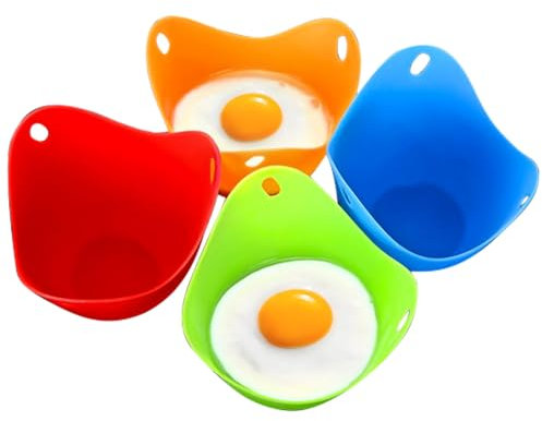 4 Pcs Cuoci Uova in Camicia Silicone,Cuoci Uova Microonde,Stampo Silicone Uovo Sodo in Materiale Alimentare Senza BPA,Adatto per Uova Sode in Cucina e Uova al Vapore per la Colazione